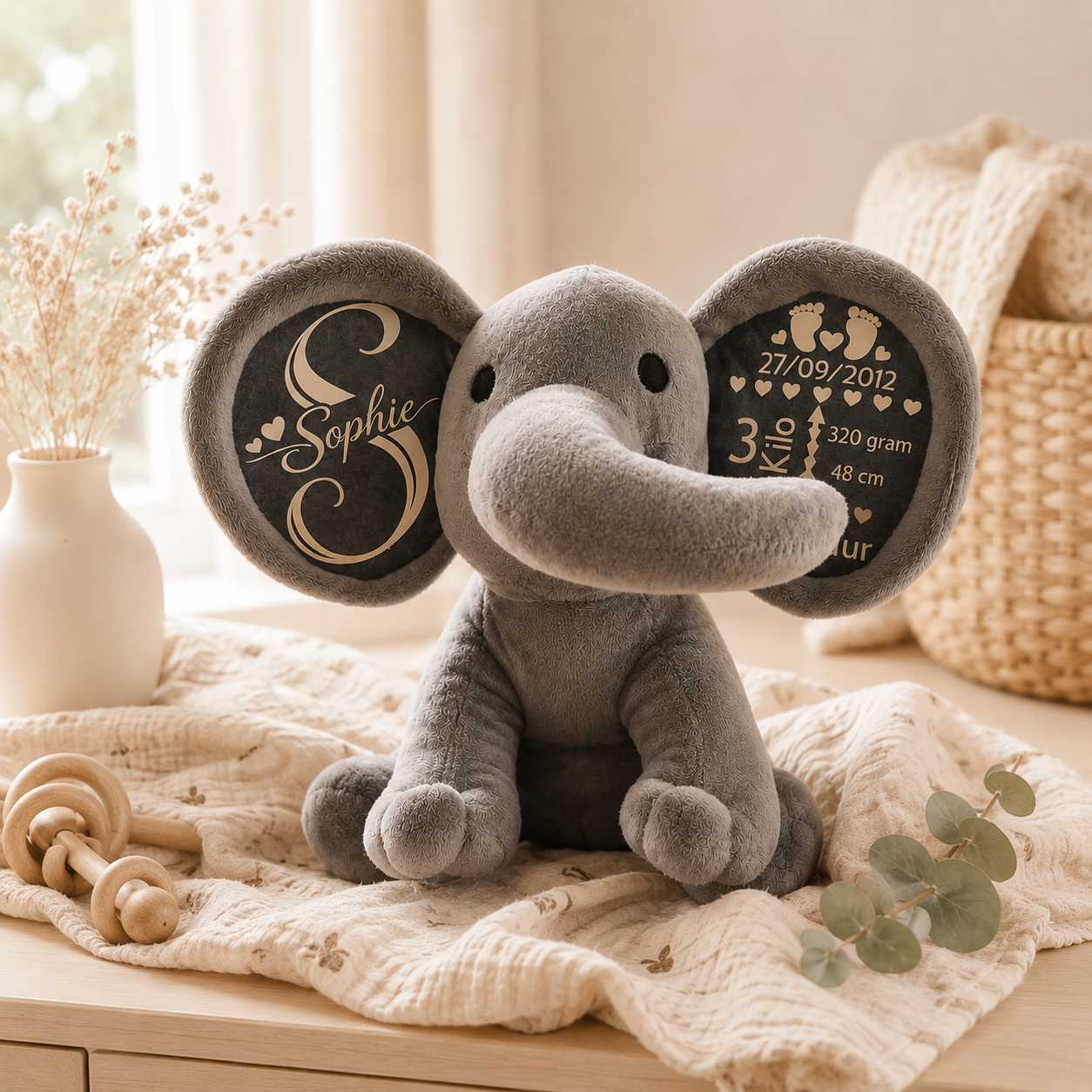 Geboorte knuffel Olifant